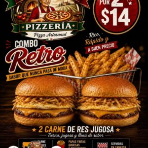 2 Hamburguesas Sencillas + Papas